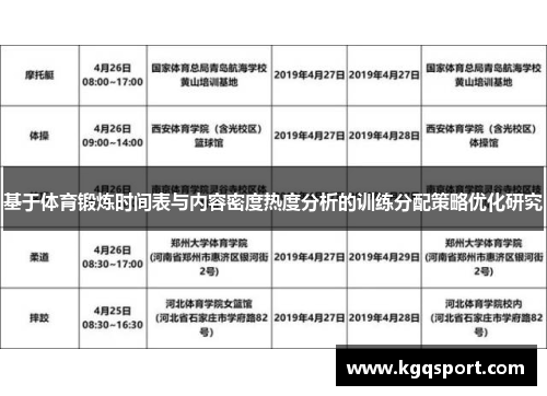 基于体育锻炼时间表与内容密度热度分析的训练分配策略优化研究